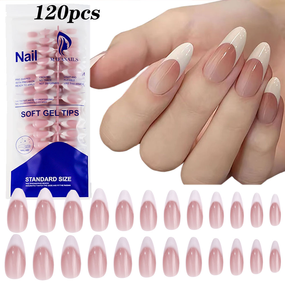 120pcs Pink Medium Almond Fren - đánh giá và giá Nail Art Pink