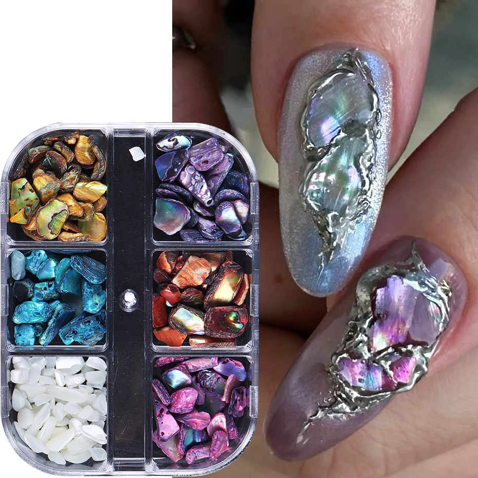 6 Grids Abalone Shell Flakes N - đánh giá và giá Nail Art Valentines Day