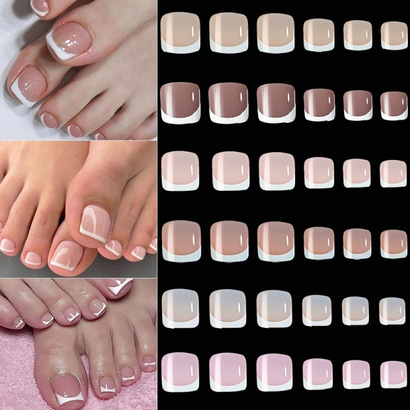120pcs Square French Tips Toe  - đánh giá và giá Nail Art Pink