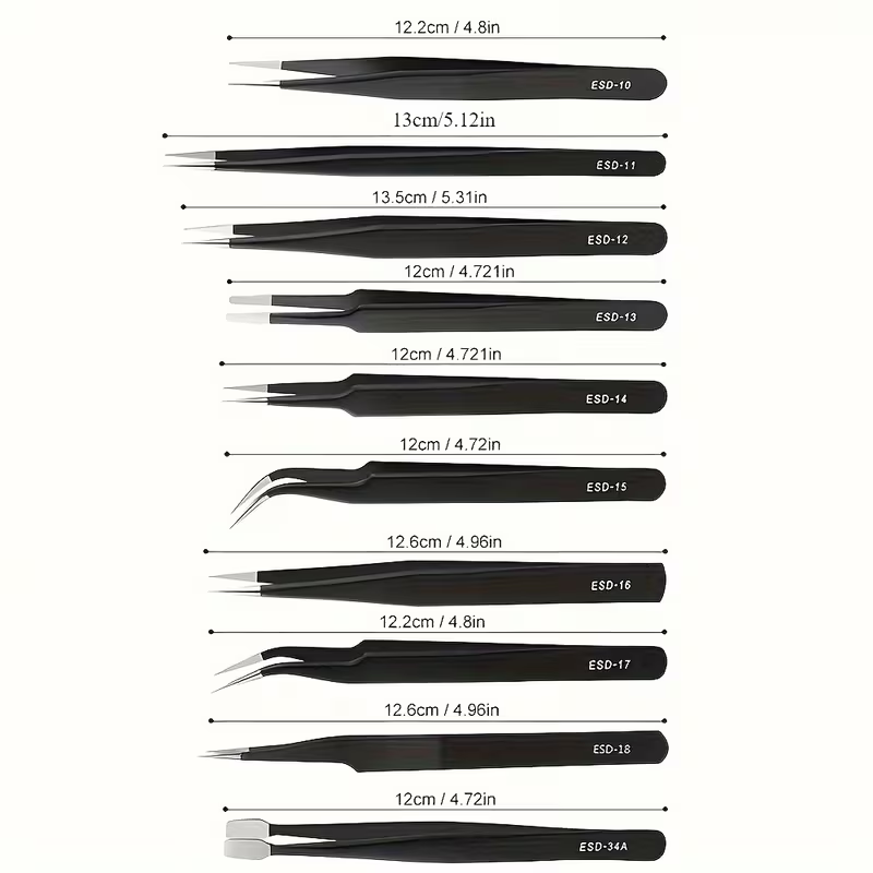 10Pcs Precision ESD Tweezers,  - đánh giá và giá Nail Art Ombre