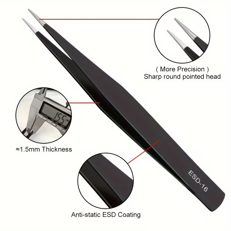 10Pcs Precision ESD Tweezers,  - đánh giá và giá Nail Art Ombre