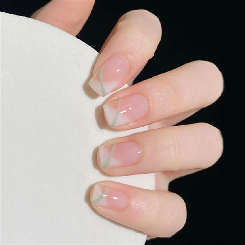 24Ps/Set Green Lattice Acrylic - đánh giá và giá Nail Art Pink