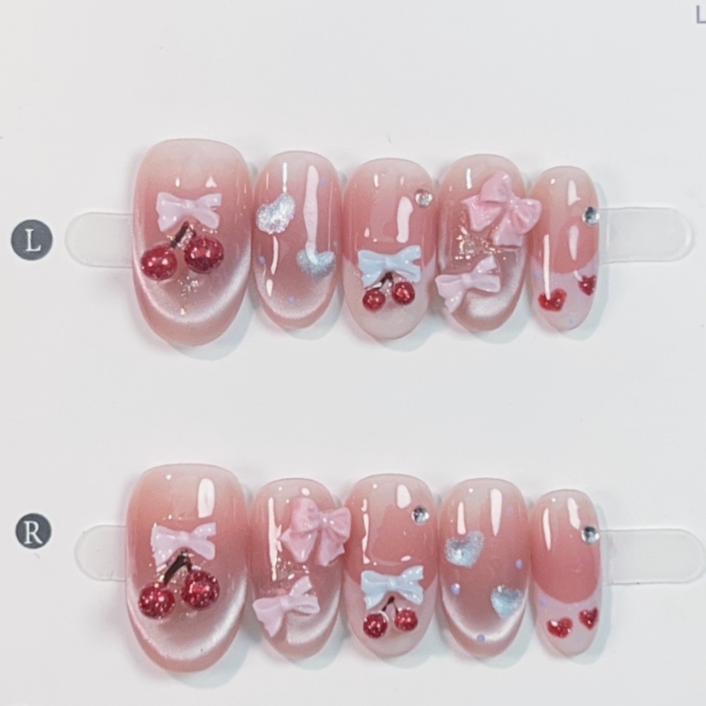 10pcs Cat's Eye Handmade Fake  - đánh giá và giá Nail Art Pink