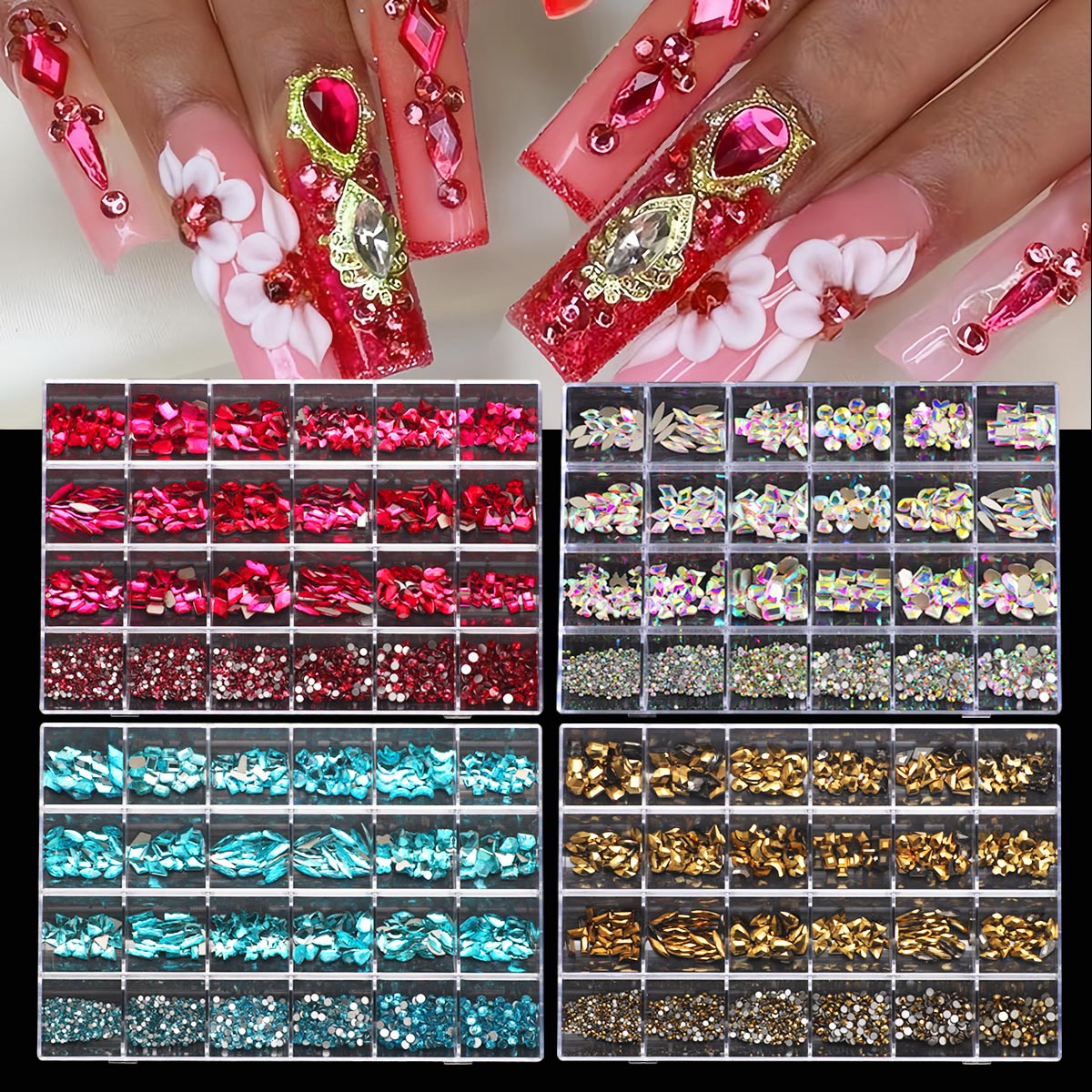 1 Box of Multi -Shaped 3D Nail - đánh giá và giá Nail Art Valentines Day