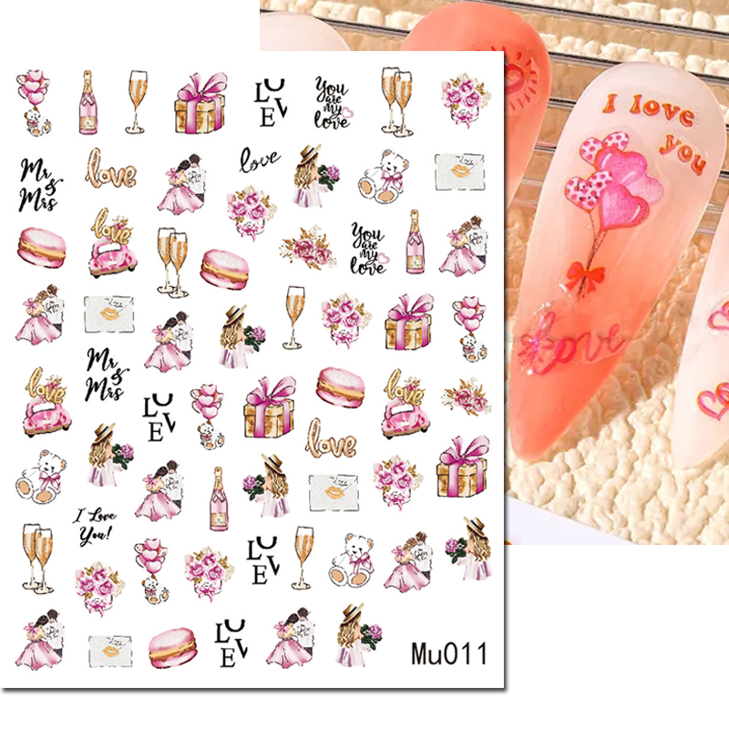 3d Nail Art Sliders Stickers V - đánh giá và giá Nail Art Valentines Day