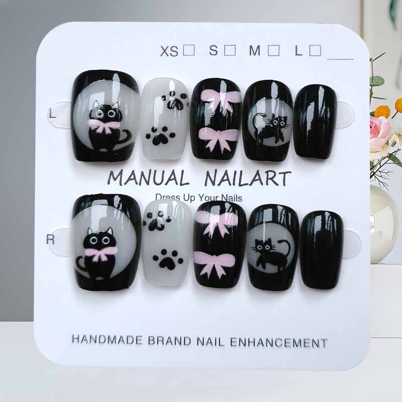 10Pcs Cute Cartoon Black Cat a - đánh giá và giá Nail Art Pink