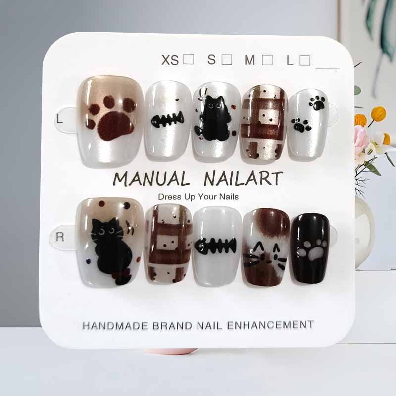 10Pcs Cute Cartoon Black Cat a - đánh giá và giá Nail Art Pink