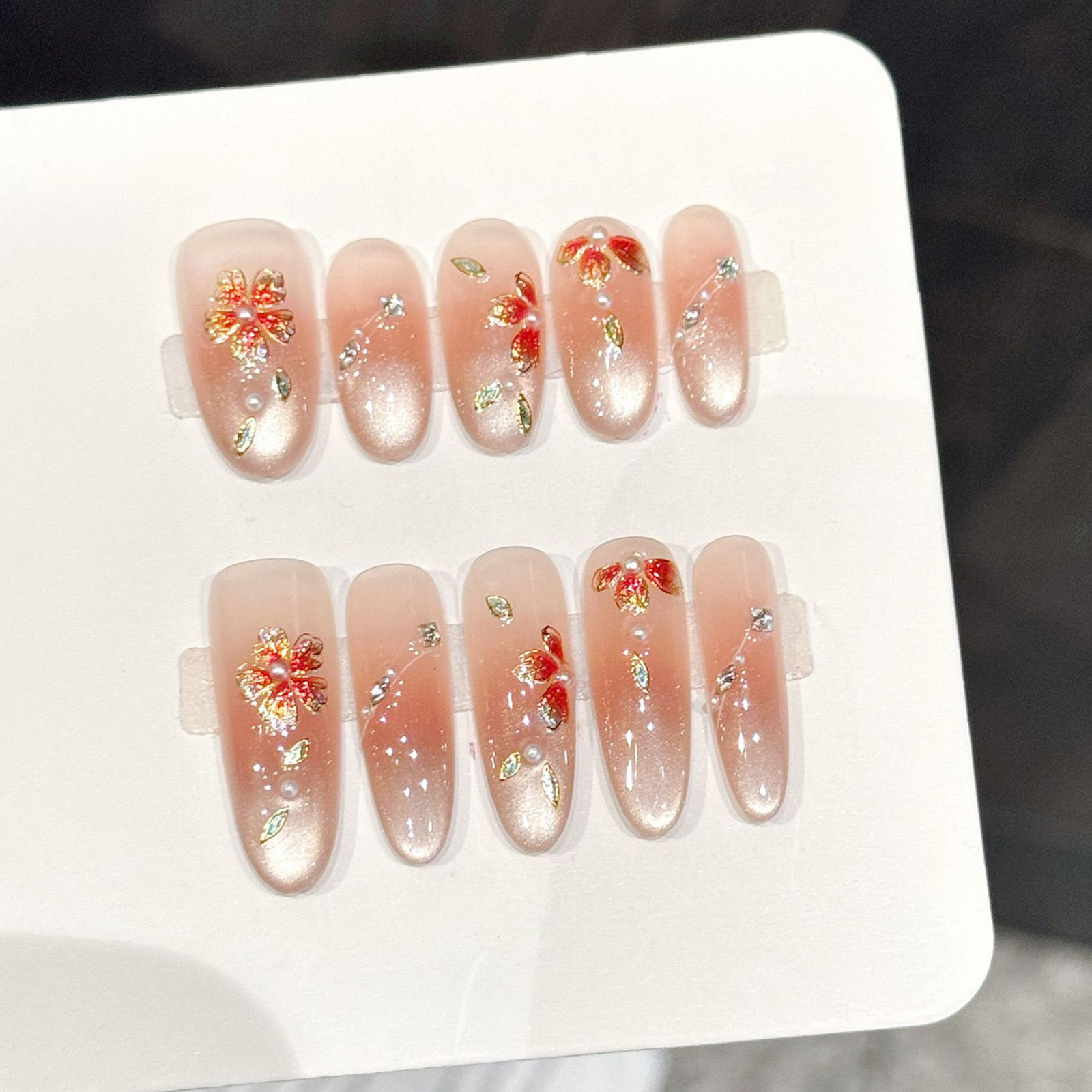 10pcs Handmade Fake Nails Pres - đánh giá và giá Nail Art Pink