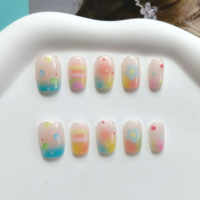 10Pcs Rainbow Bubble Gum Sweet - đánh giá và giá Nail Art Ombre