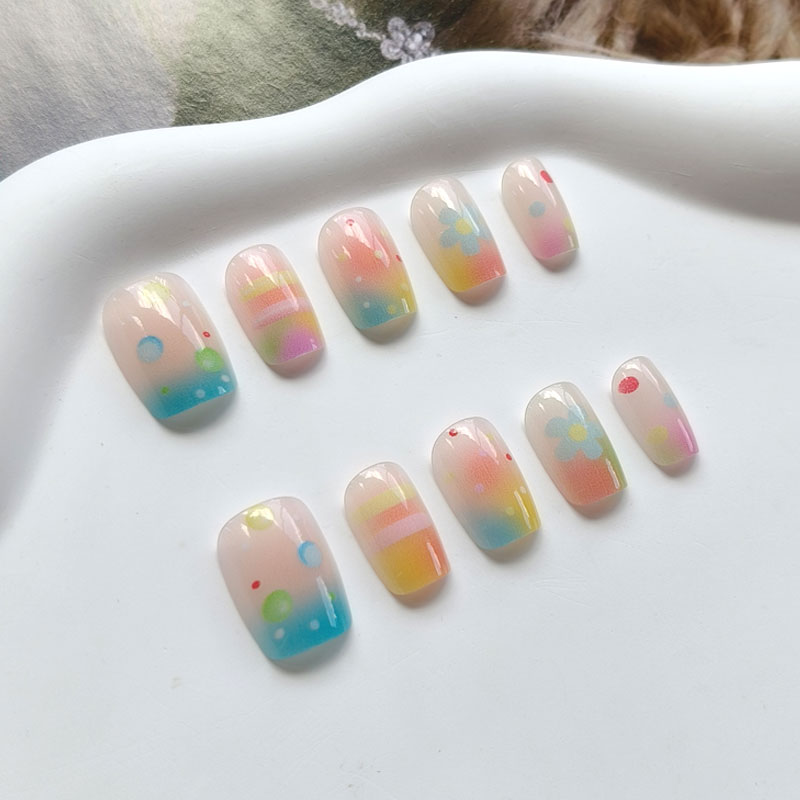 10Pcs Rainbow Bubble Gum Sweet - đánh giá và giá Nail Art Ombre